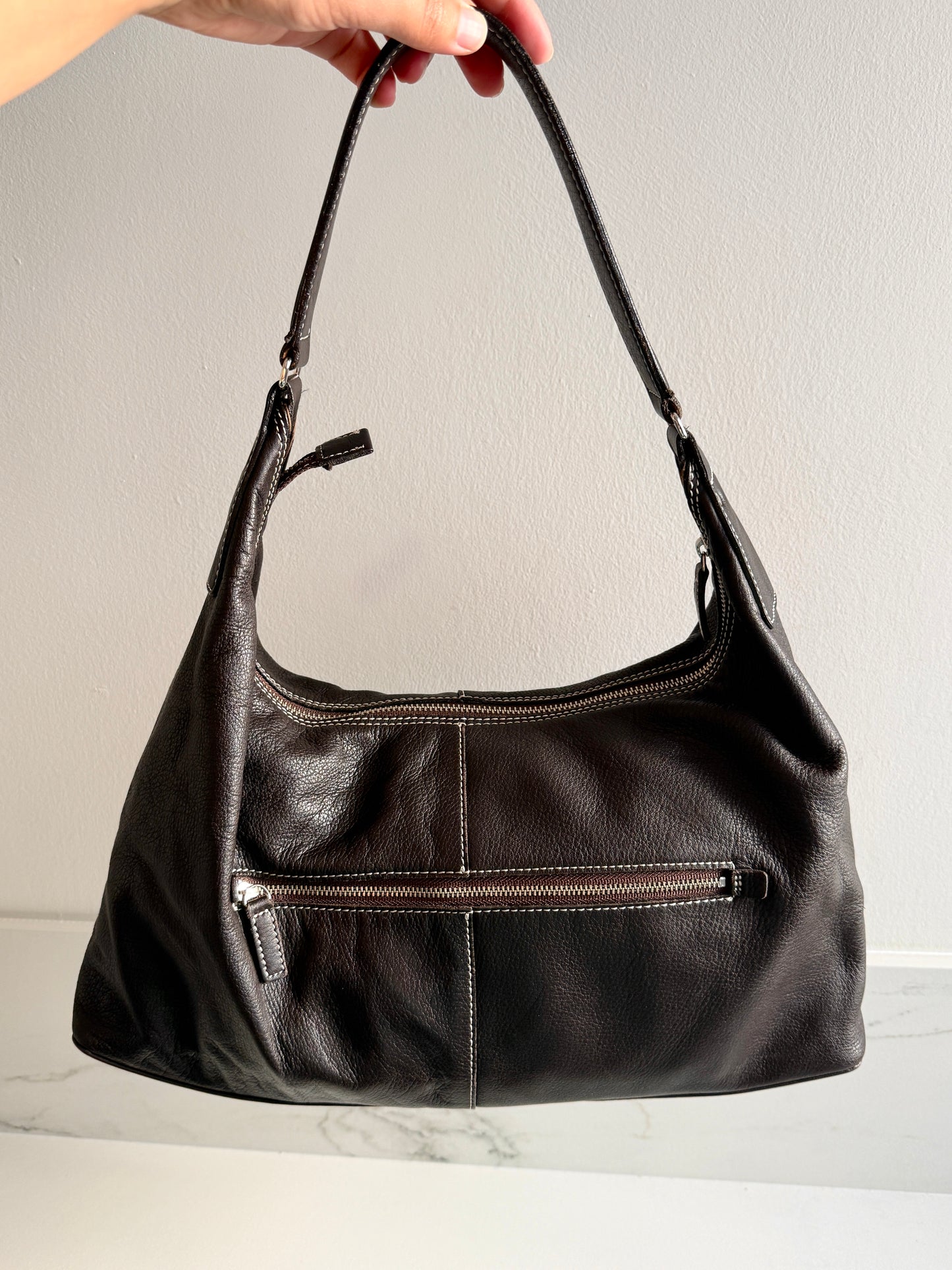 Dark Brown Leather Shoulder Bag