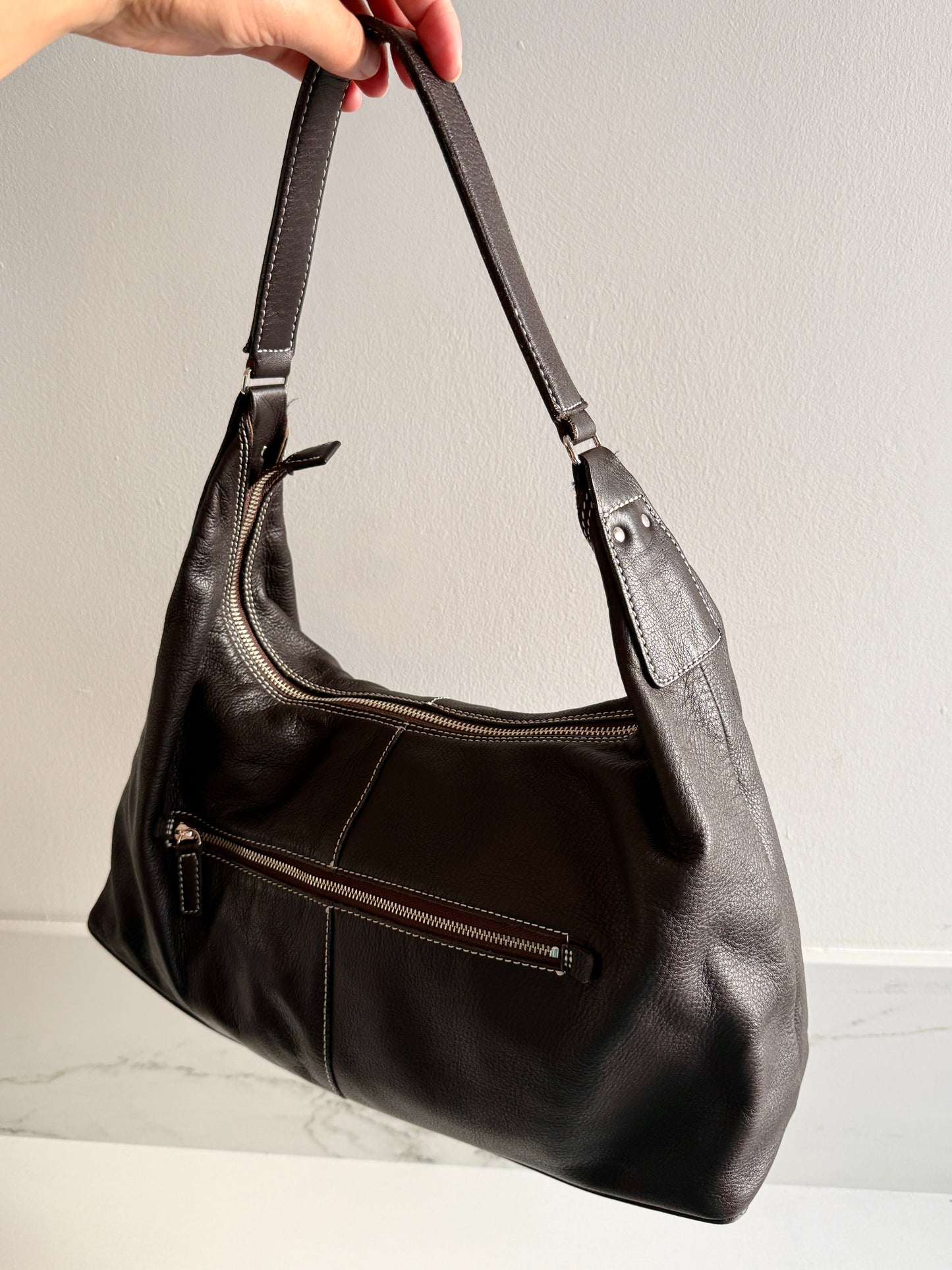 Dark Brown Leather Shoulder Bag