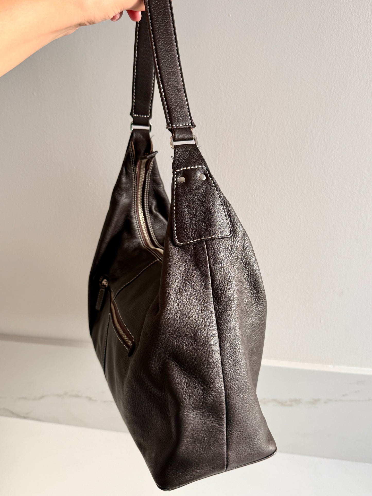 Dark Brown Leather Shoulder Bag