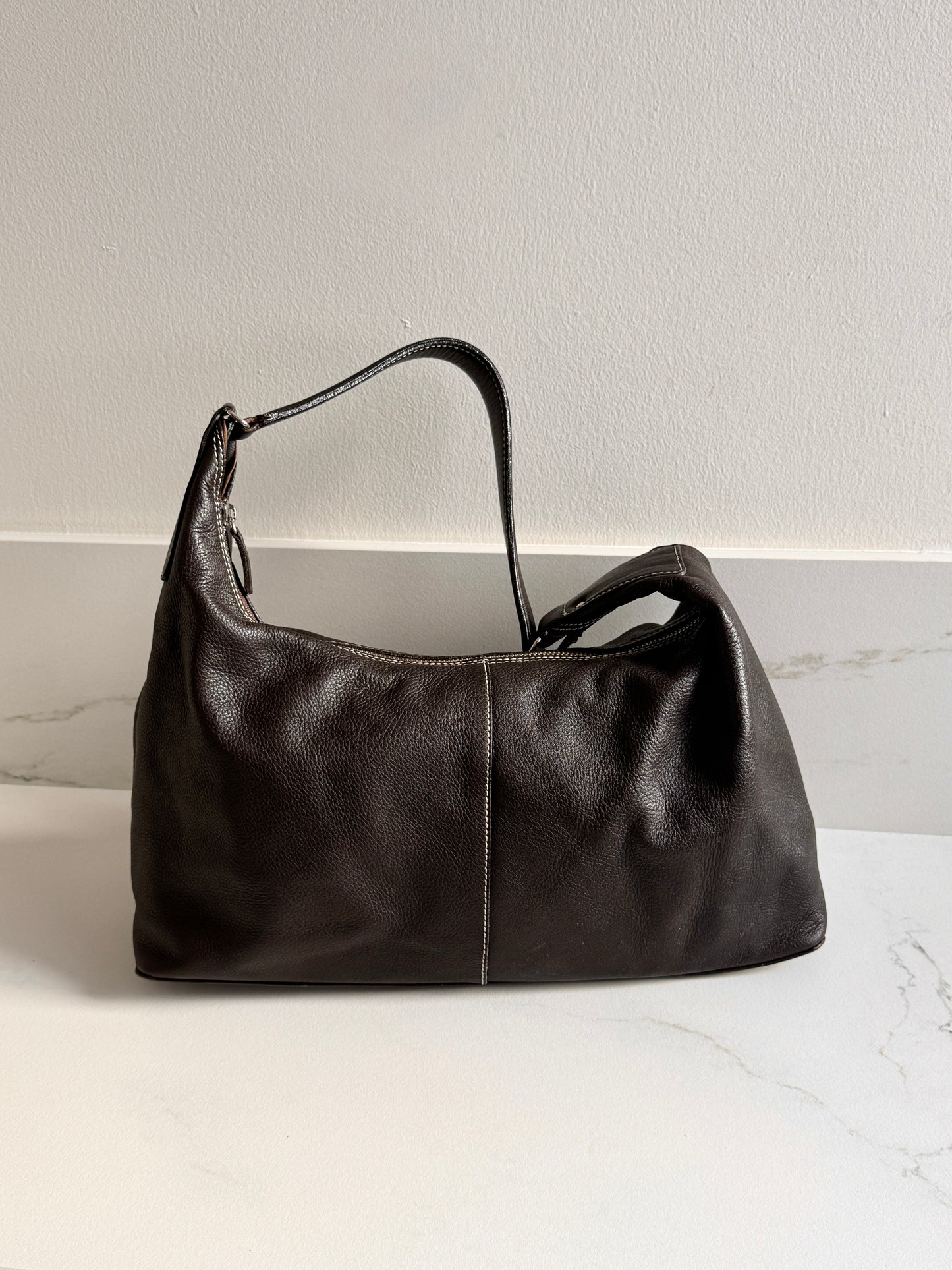 Dark Brown Leather Shoulder Bag