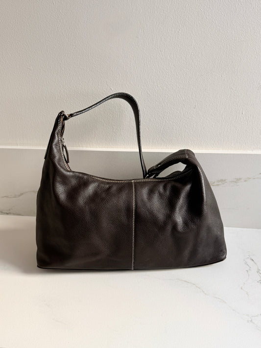 Dark Brown Leather Shoulder Bag