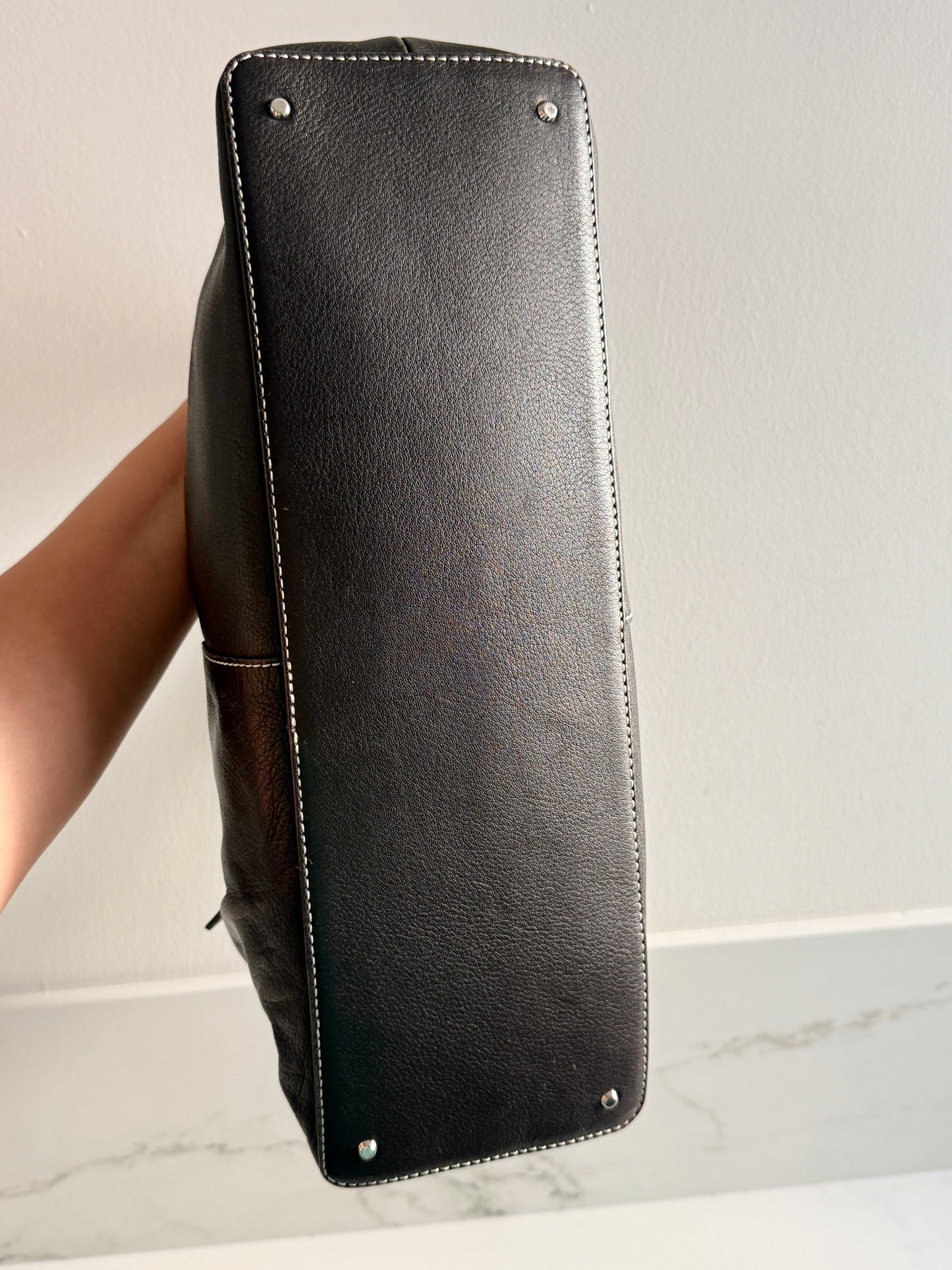 Dark Brown Leather Shoulder Bag