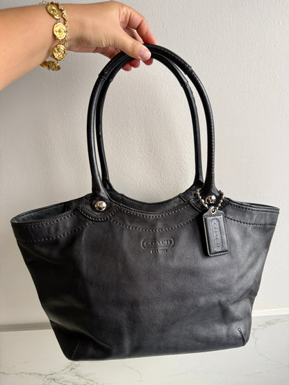 Coach Black Leather Tote Shoulder Bag
