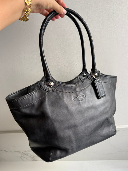 Coach Black Leather Tote Shoulder Bag