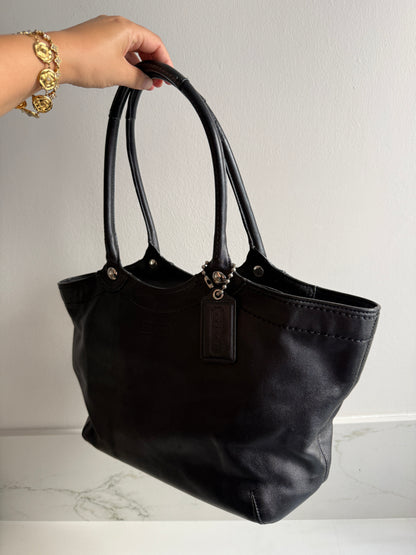 Coach Black Leather Tote Shoulder Bag