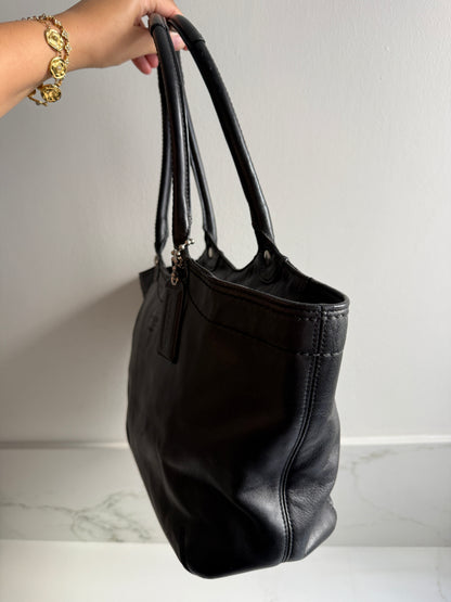 Coach Black Leather Tote Shoulder Bag