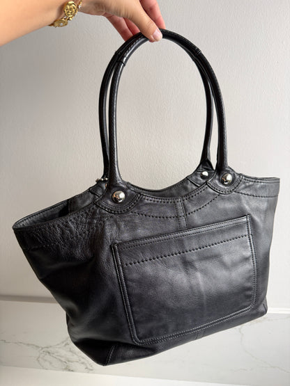 Coach Black Leather Tote Shoulder Bag