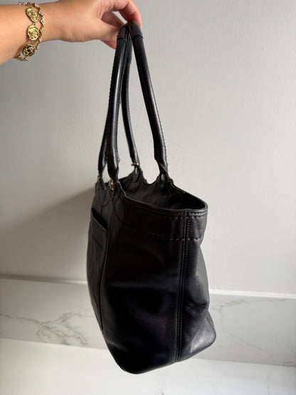 Coach Black Leather Tote Shoulder Bag