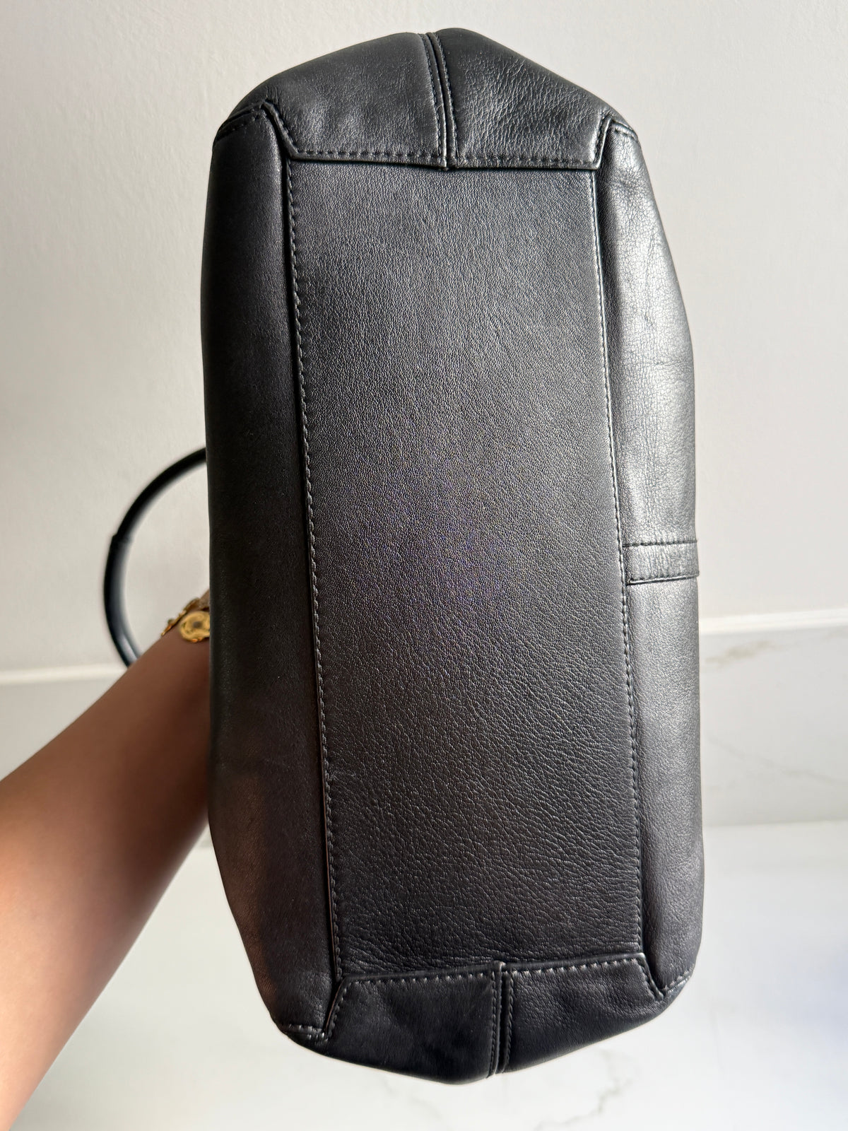 Coach Black Leather Tote Shoulder Bag