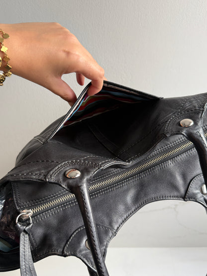Coach Black Leather Tote Shoulder Bag