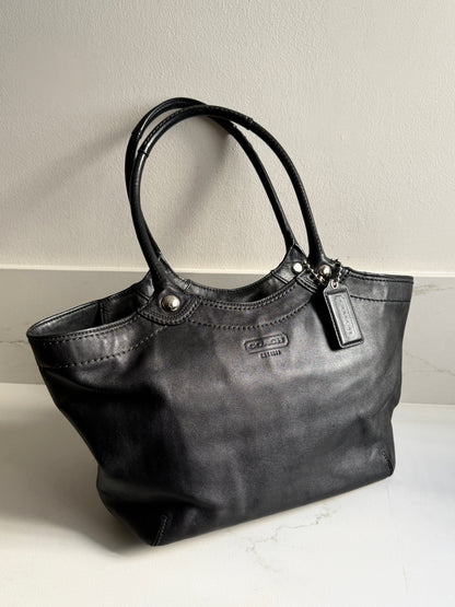 Coach Black Leather Tote Shoulder Bag