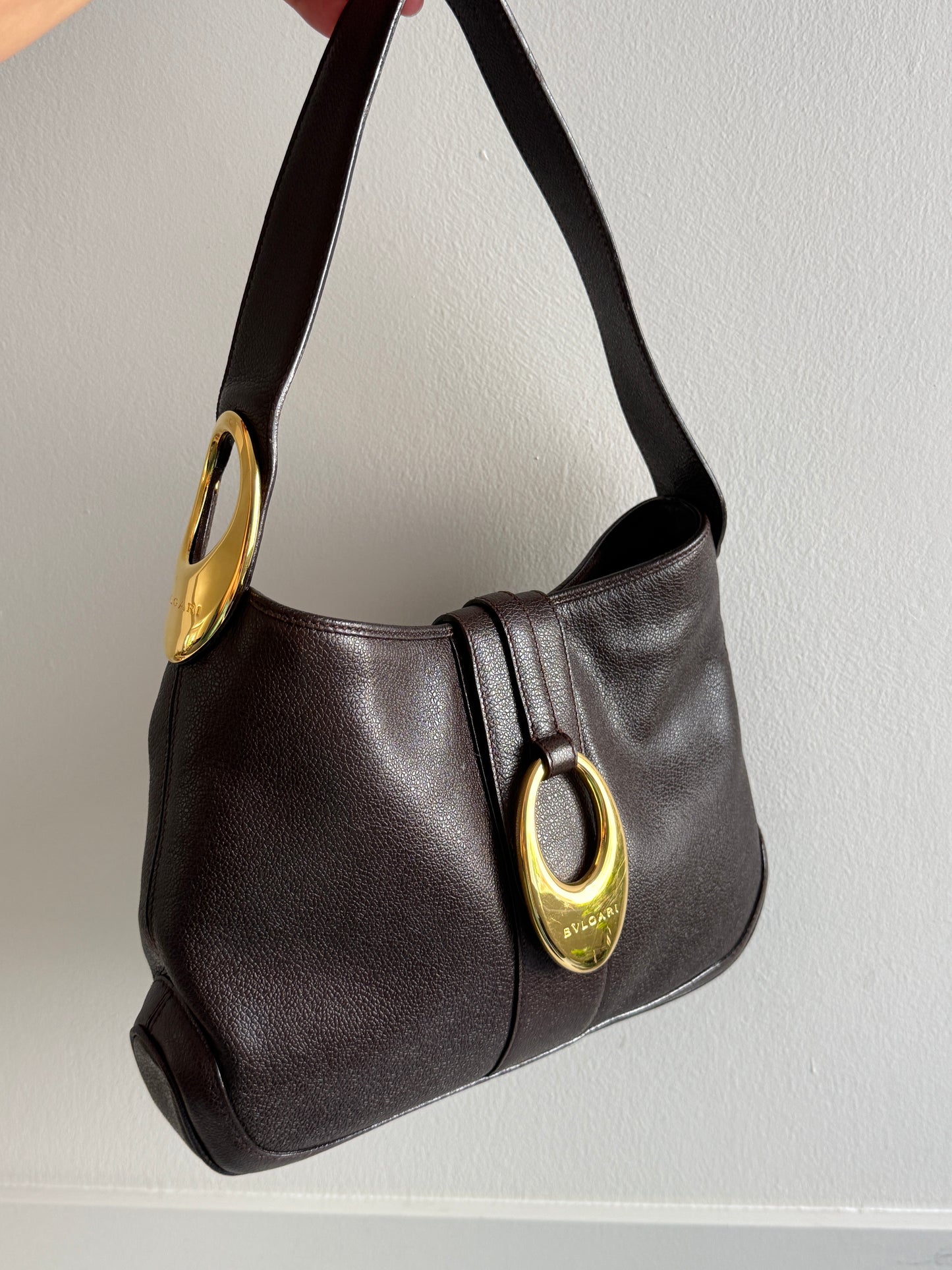 Super Rare Bvlgari Dark Brown Leather Bag