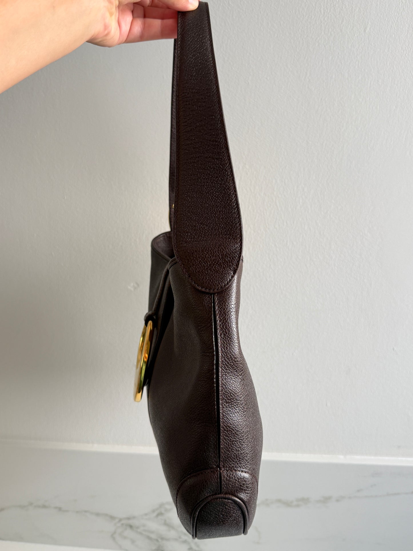 Super Rare Bvlgari Dark Brown Leather Bag