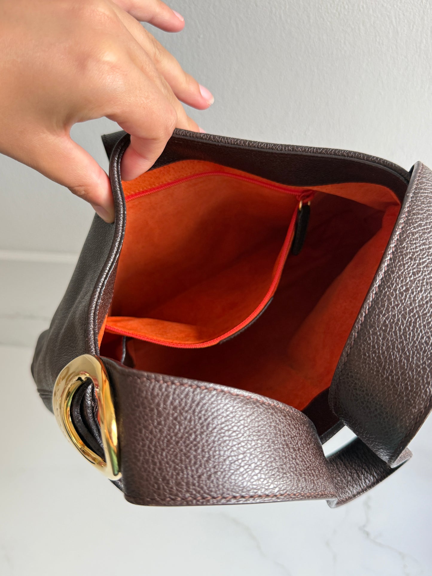 Super Rare Bvlgari Dark Brown Leather Bag