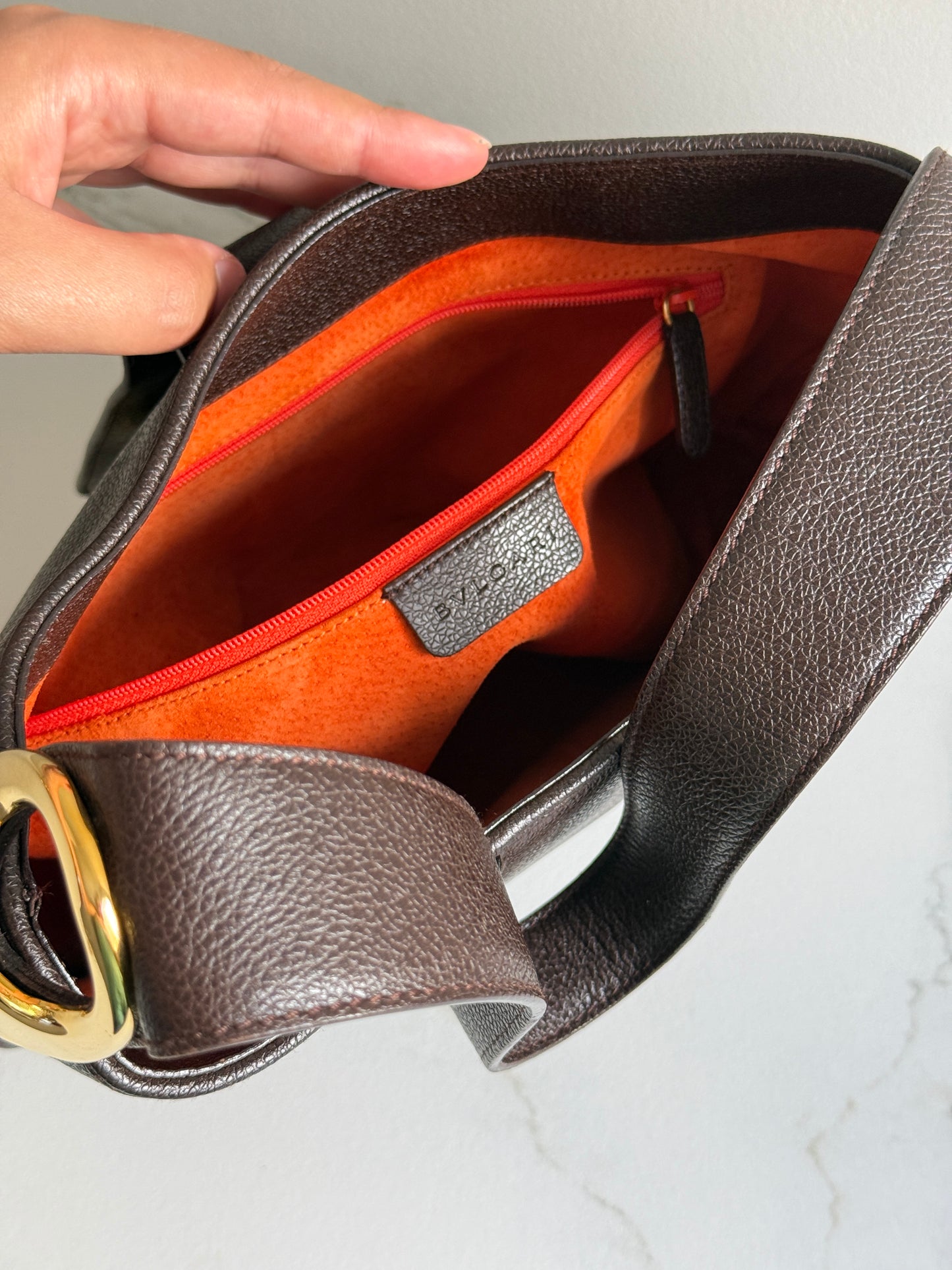 Super Rare Bvlgari Dark Brown Leather Bag