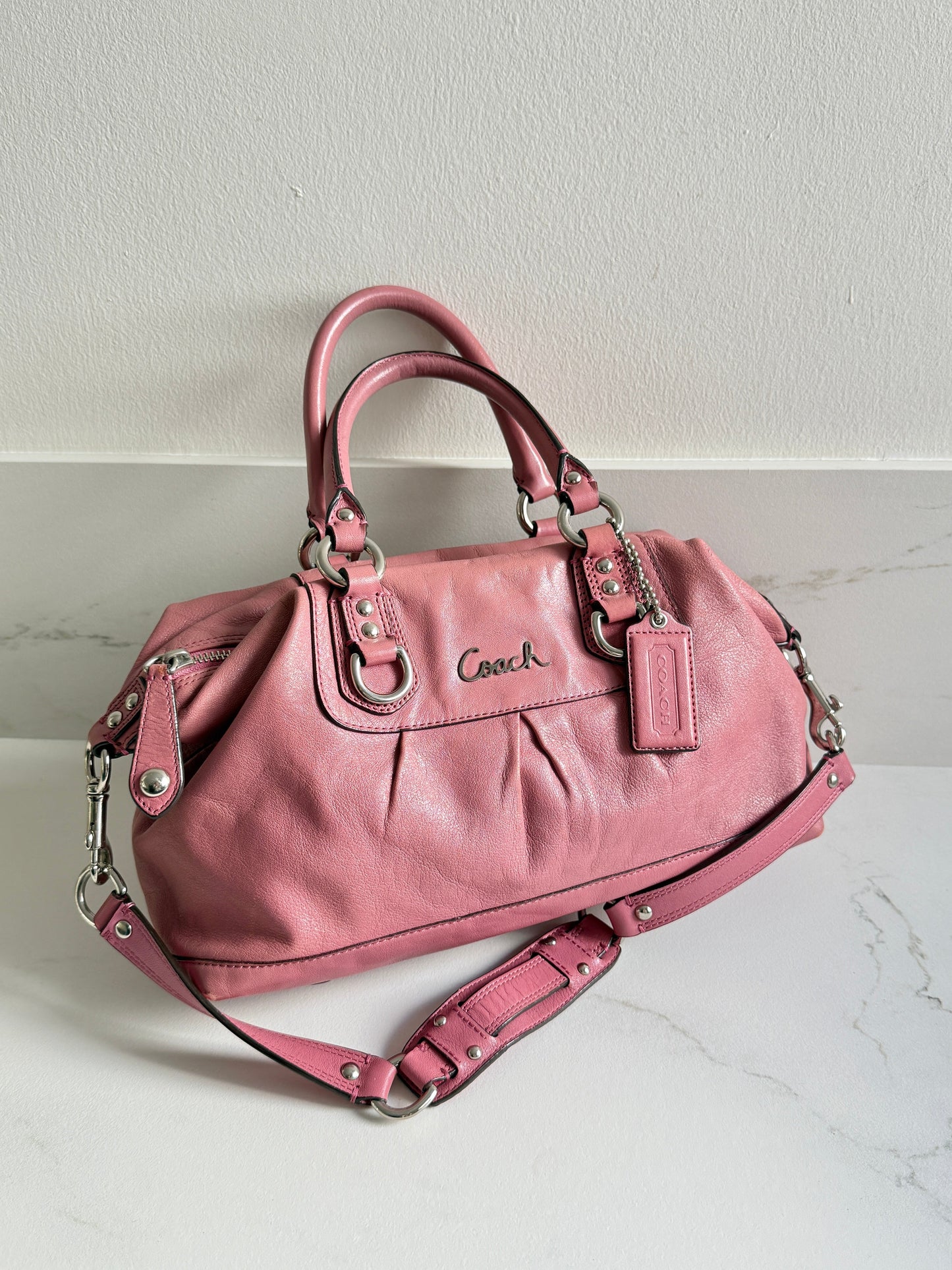 Super Rare Coach Ashley Pink Leather Satchel