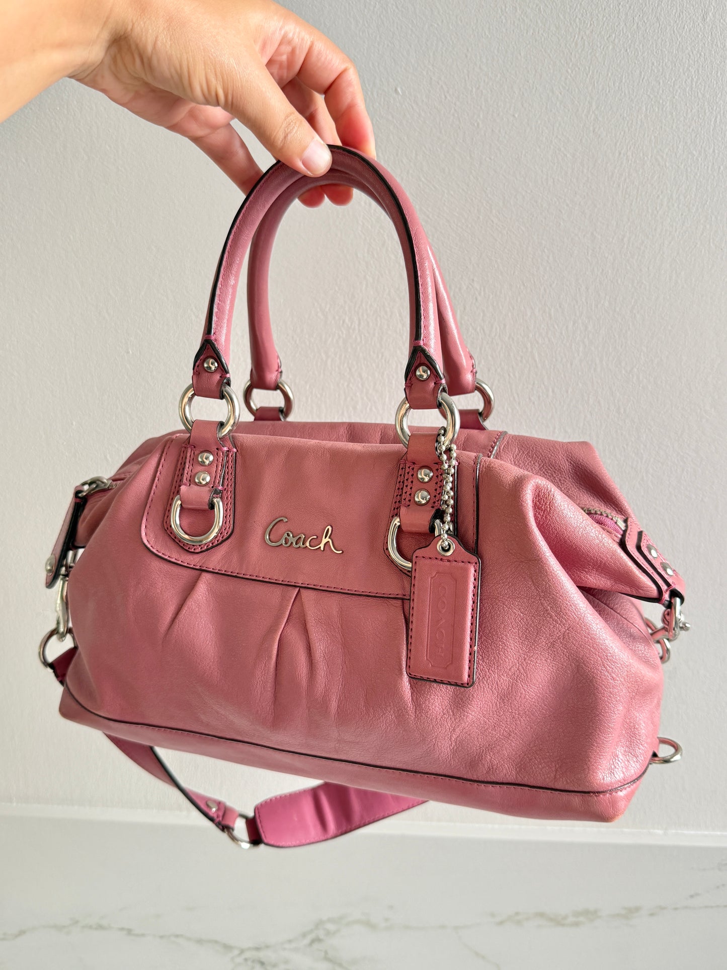 Super Rare Coach Ashley Pink Leather Satchel