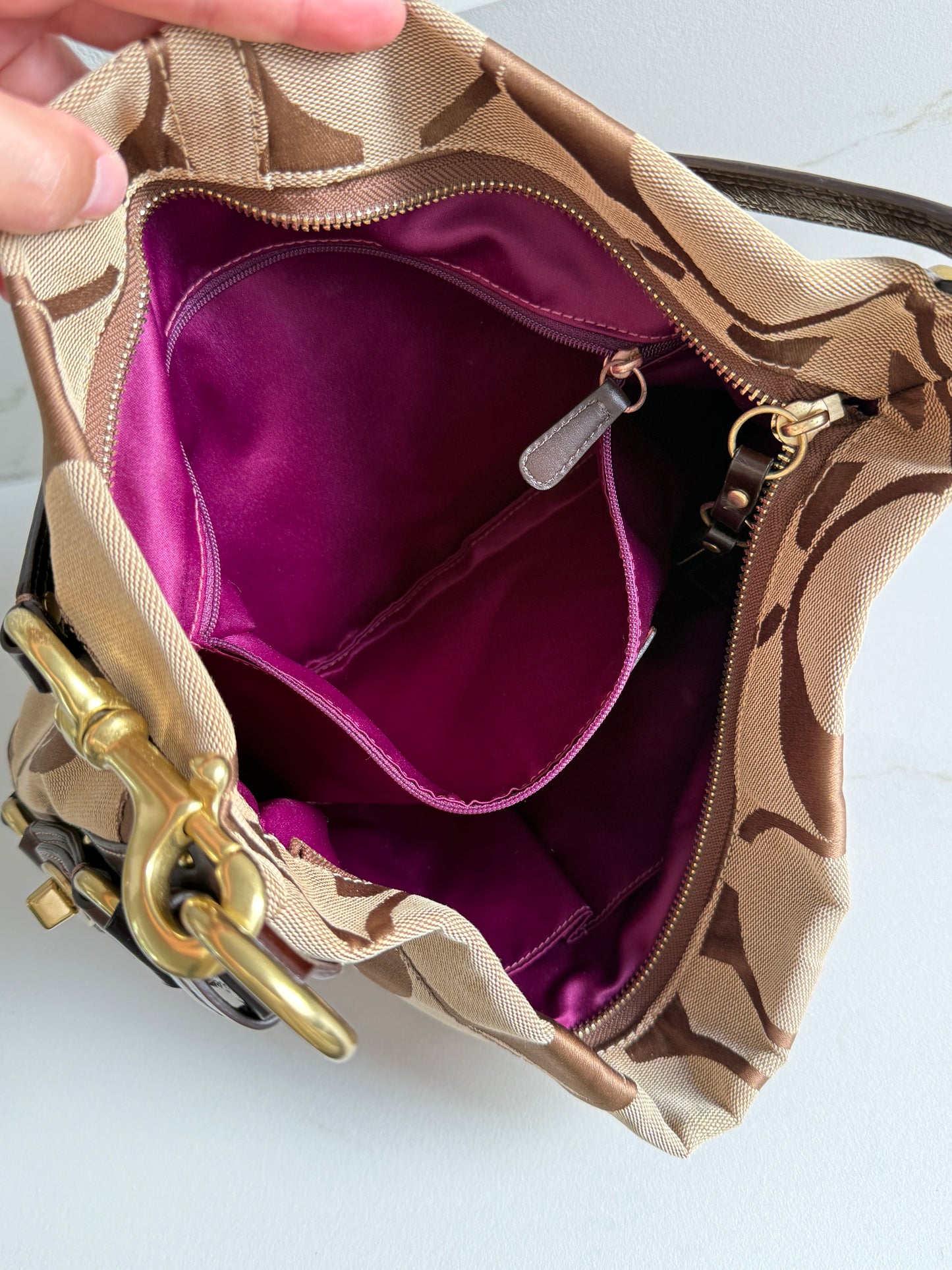Coach Carly Signature Shoulder Bag