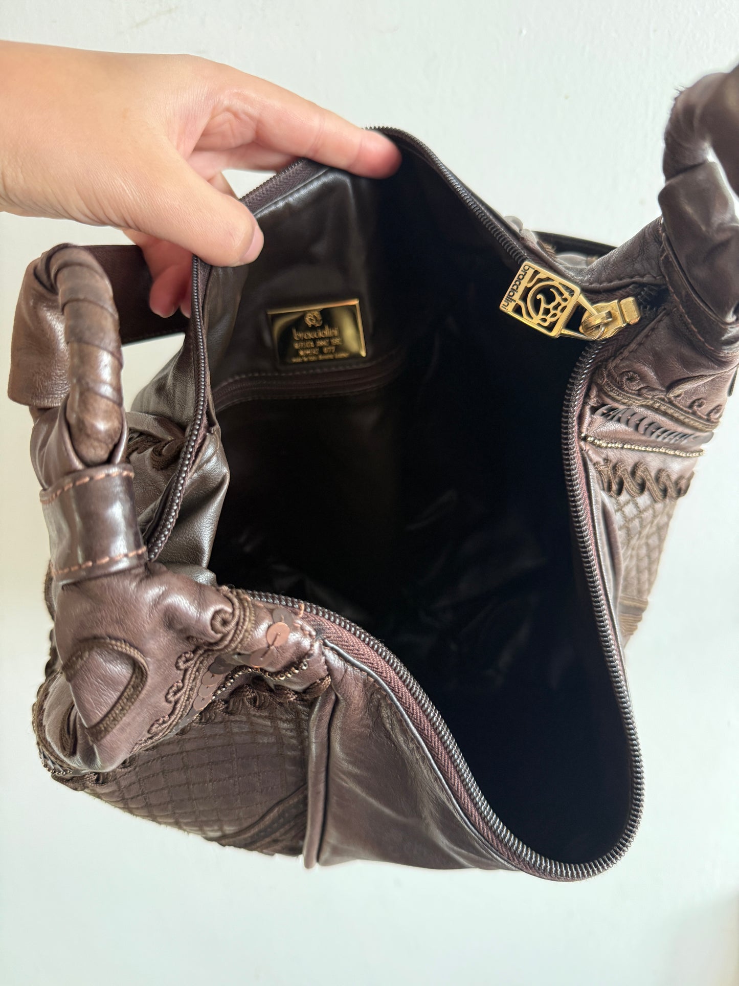 Super Rare Braccialini Leather Crossbody Bag