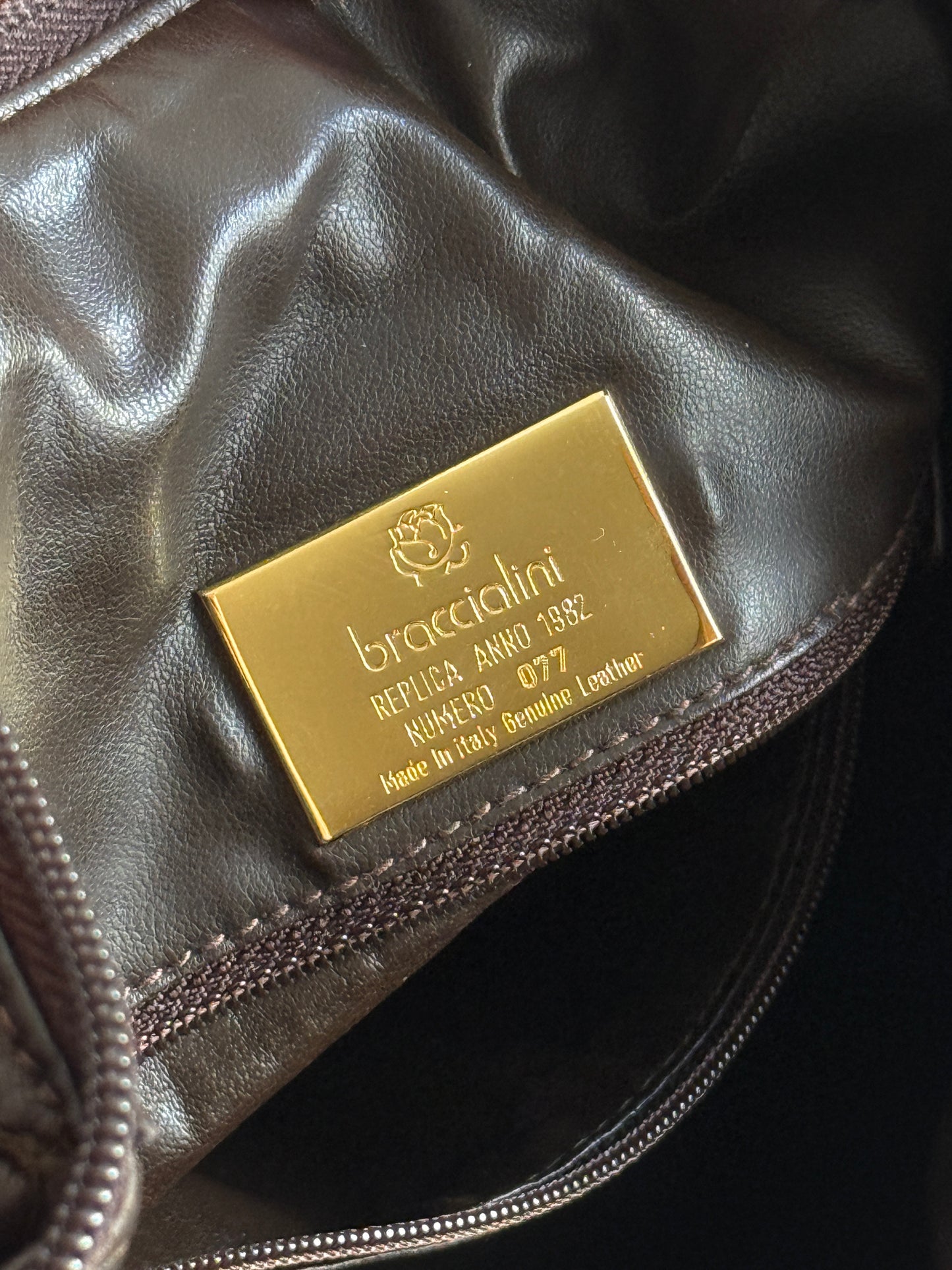 Super Rare Braccialini Leather Crossbody Bag