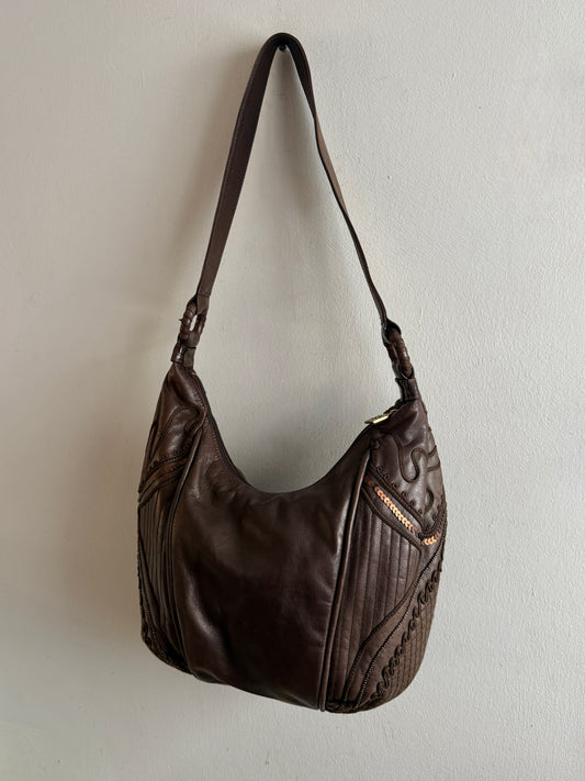 Super Rare Braccialini Leather Crossbody Bag