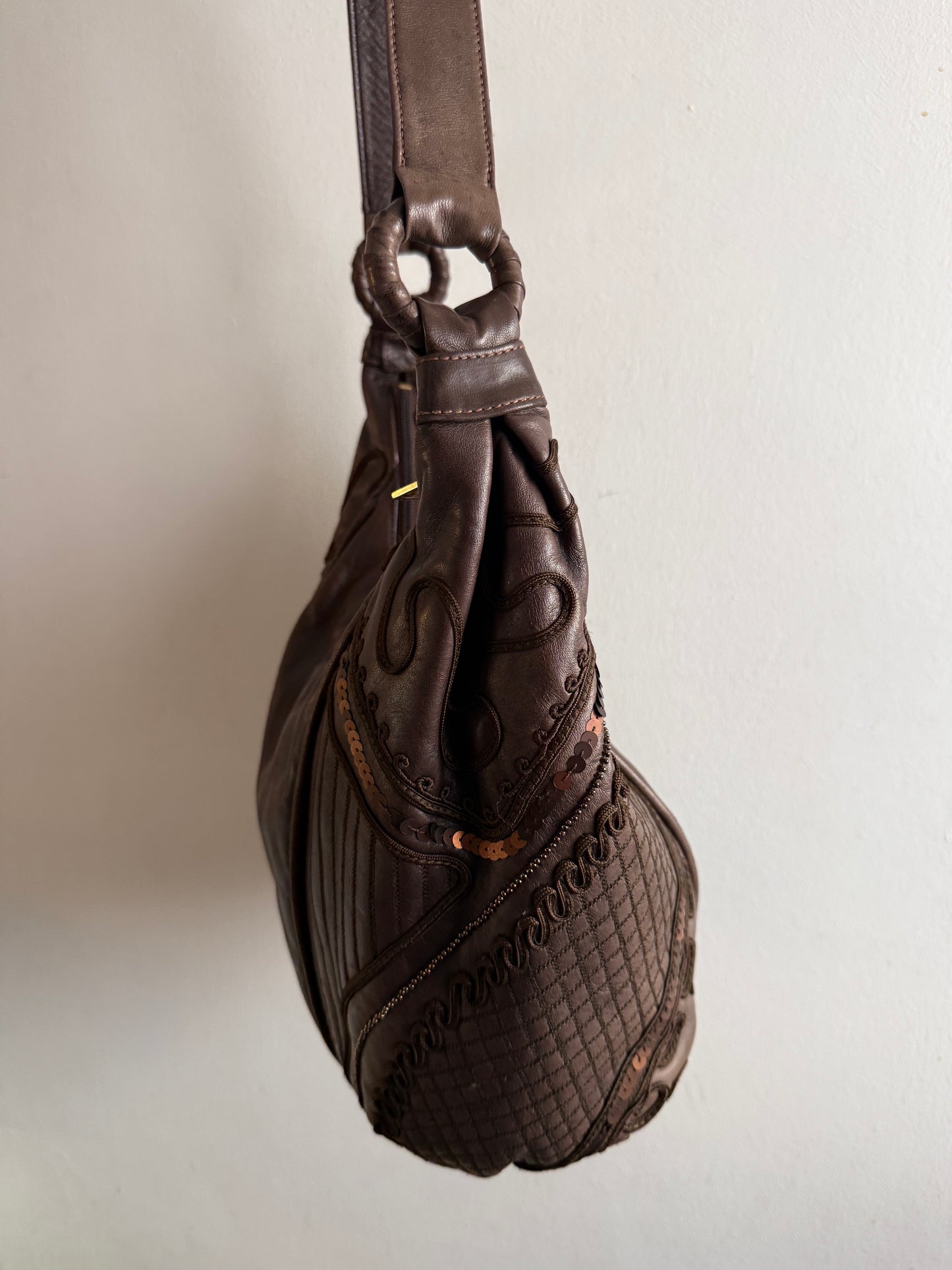 Super Rare Braccialini Leather Crossbody Bag