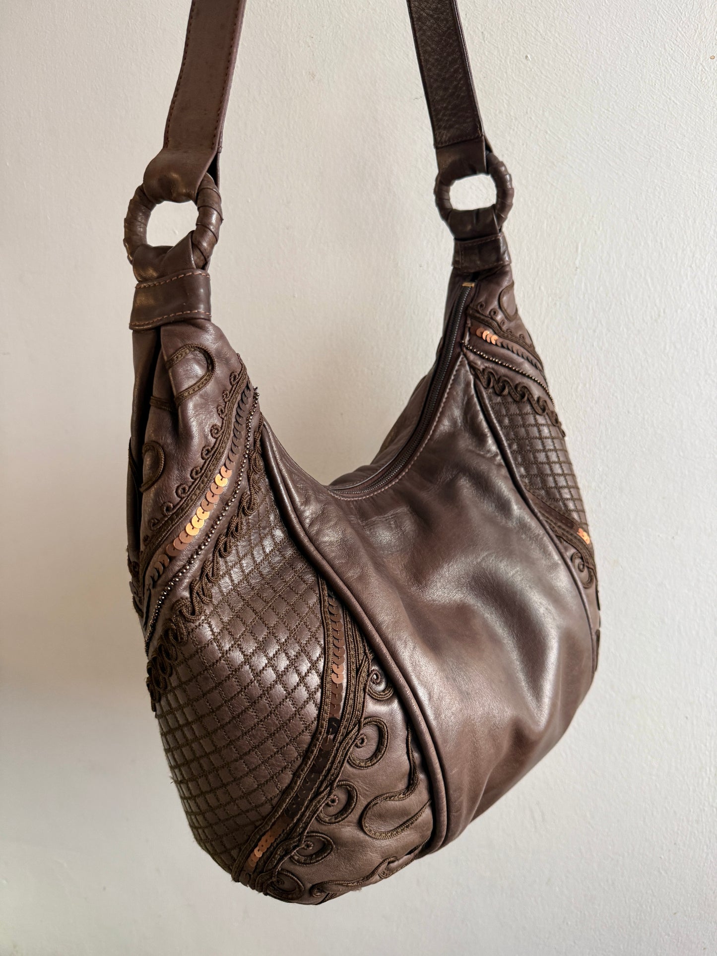 Super Rare Braccialini Leather Crossbody Bag