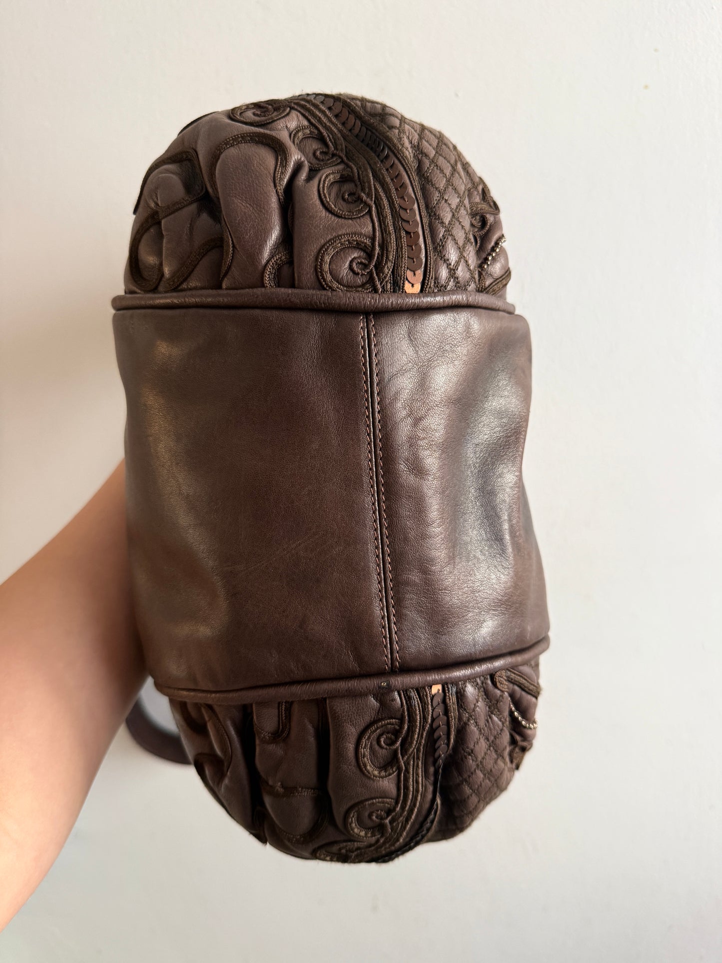 Super Rare Braccialini Leather Crossbody Bag