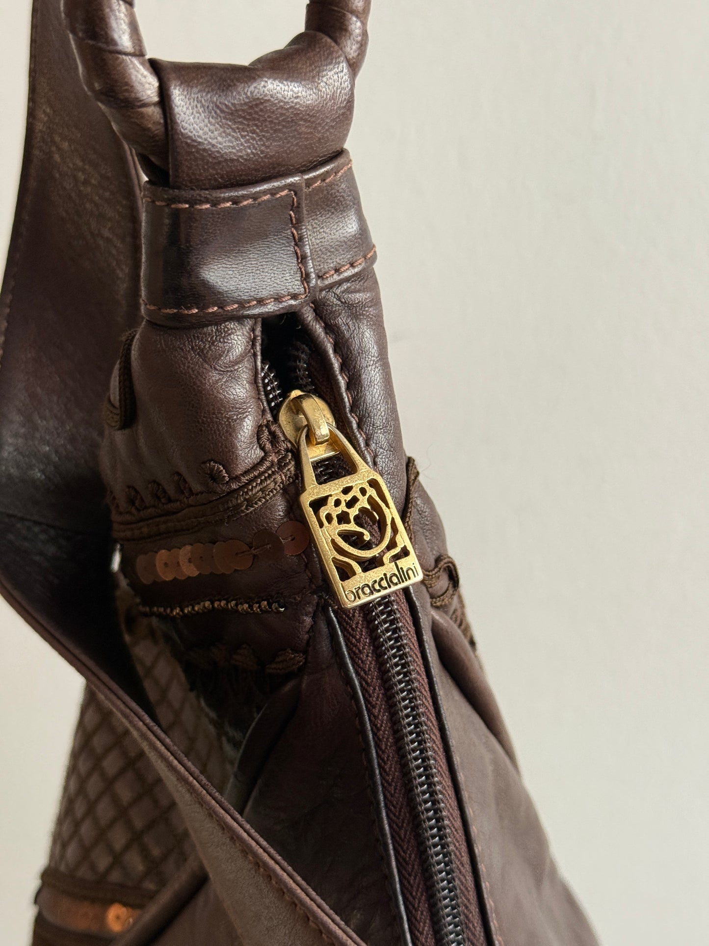 Super Rare Braccialini Leather Crossbody Bag