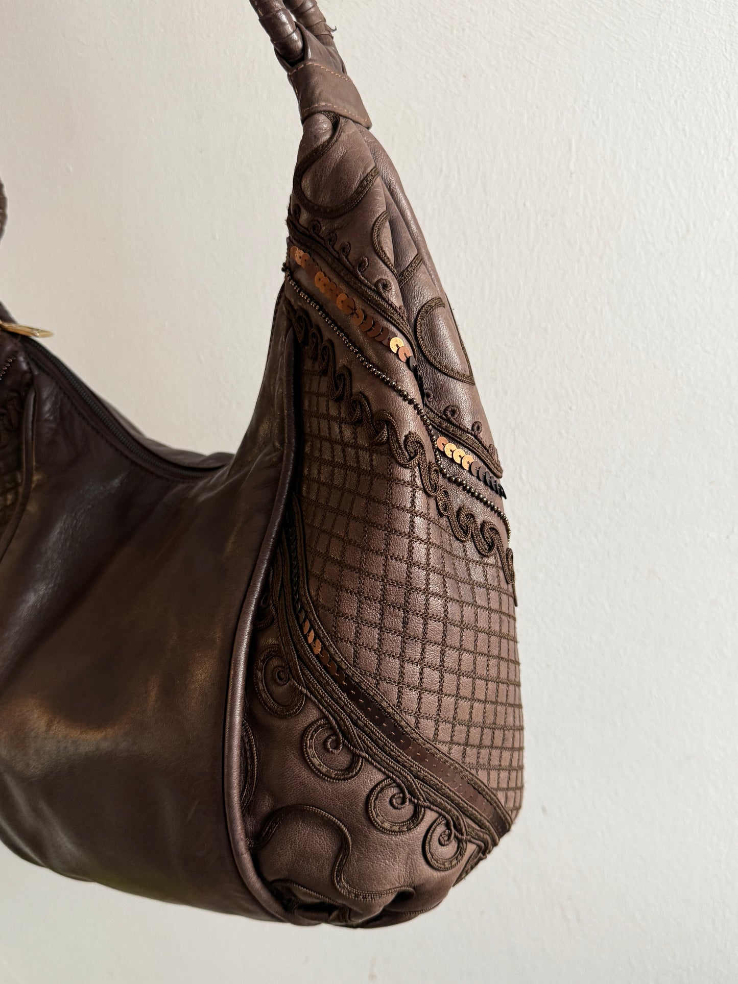 Super Rare Braccialini Leather Crossbody Bag