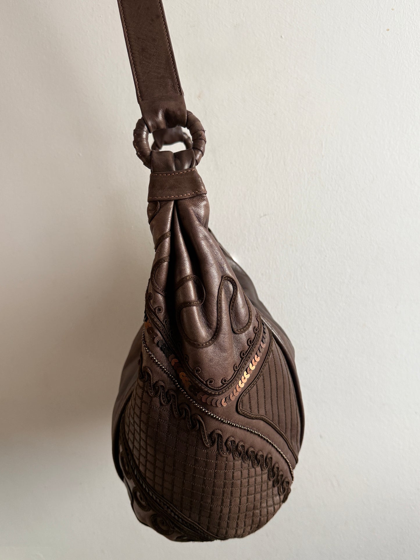 Super Rare Braccialini Leather Crossbody Bag