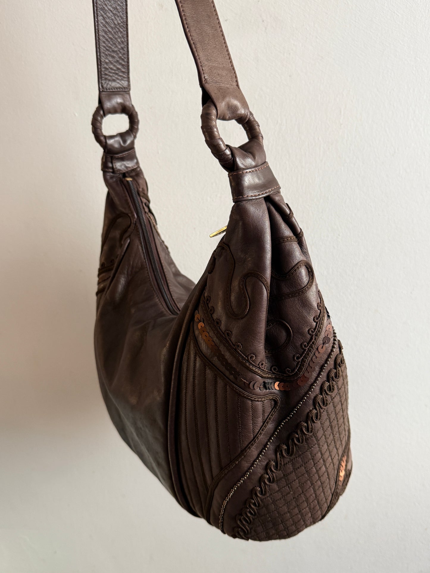 Super Rare Braccialini Leather Crossbody Bag