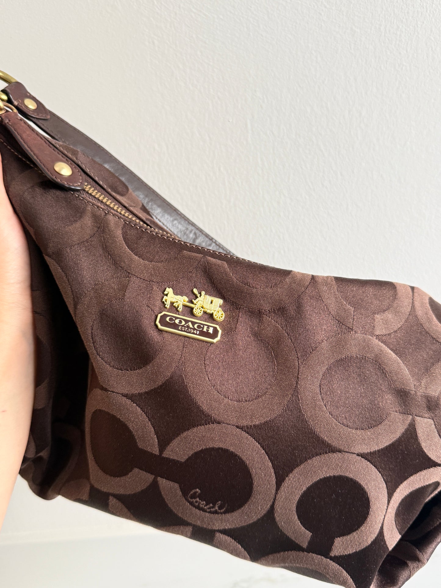 Rare Coach Madison Op Art Signature Shoulder Bag