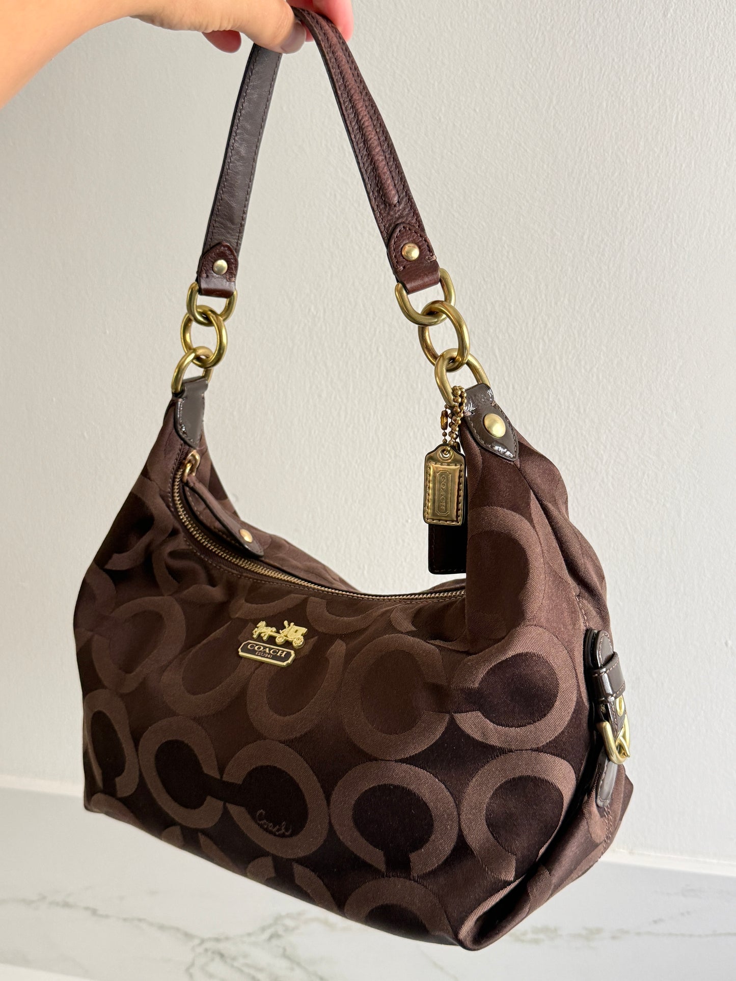 Rare Coach Madison Op Art Signature Shoulder Bag
